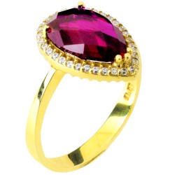 Χρυσό δαχτυλίδι σταγόνα Κ14 με ζιργκόν